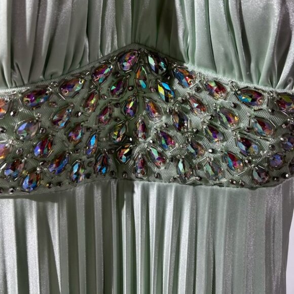 Light Green Prom Dress with Jeweled Neckline and Waist - Picture 7 of 9